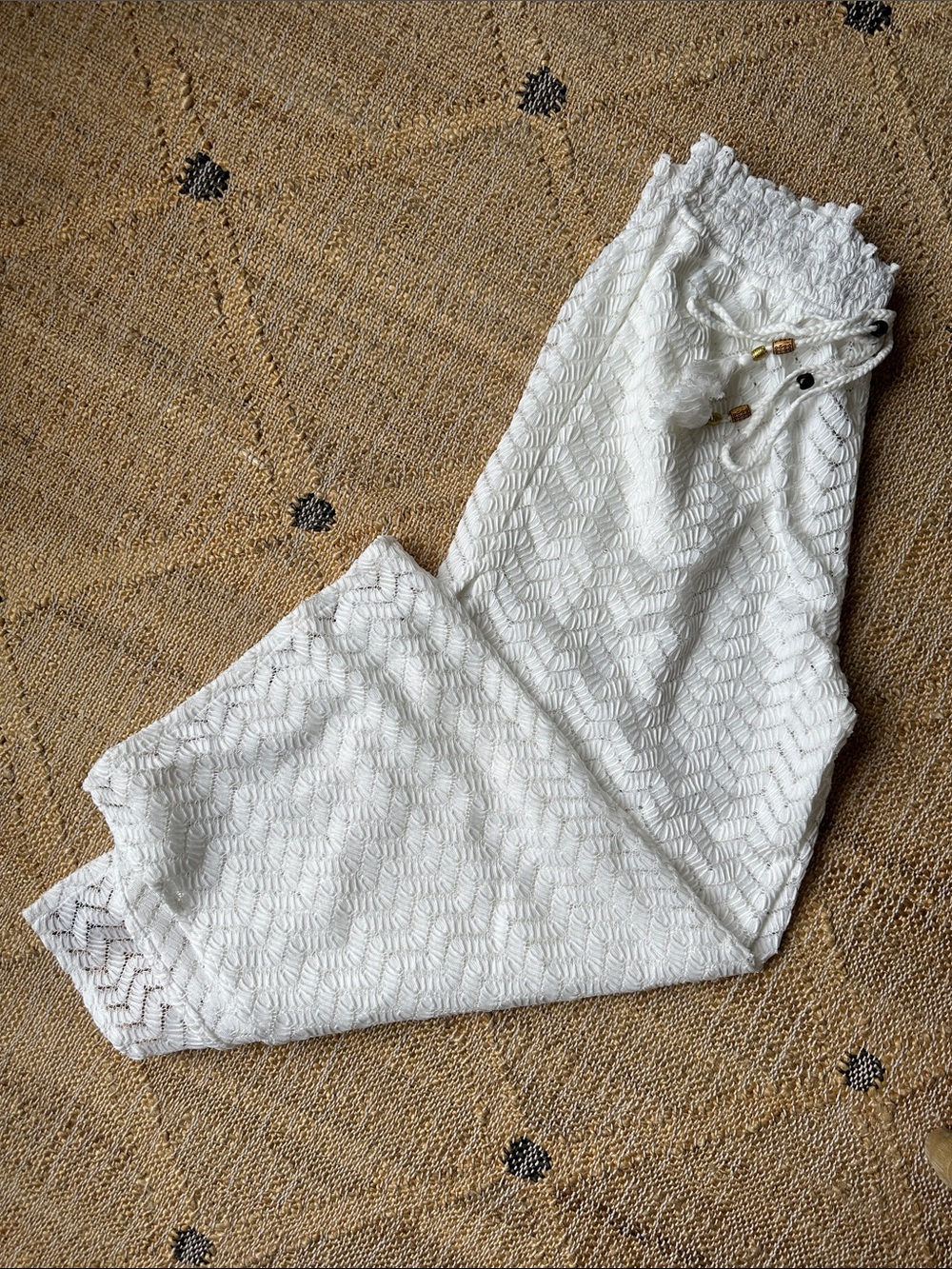 Cupshe White Crochet Lace Swim Coverup Pants